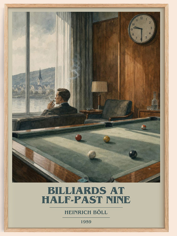 Billiards at Half-Past Nine book cover book poster by Heinrich Böll – framed literary art print