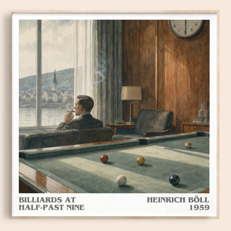 Billiards at Half-Past Nine literary book poster by Heinrich Böll – framed literary art print