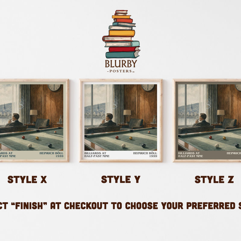 Billiards at Half-Past Nine literary print in frame leaning in hallway – literary fiction wall art