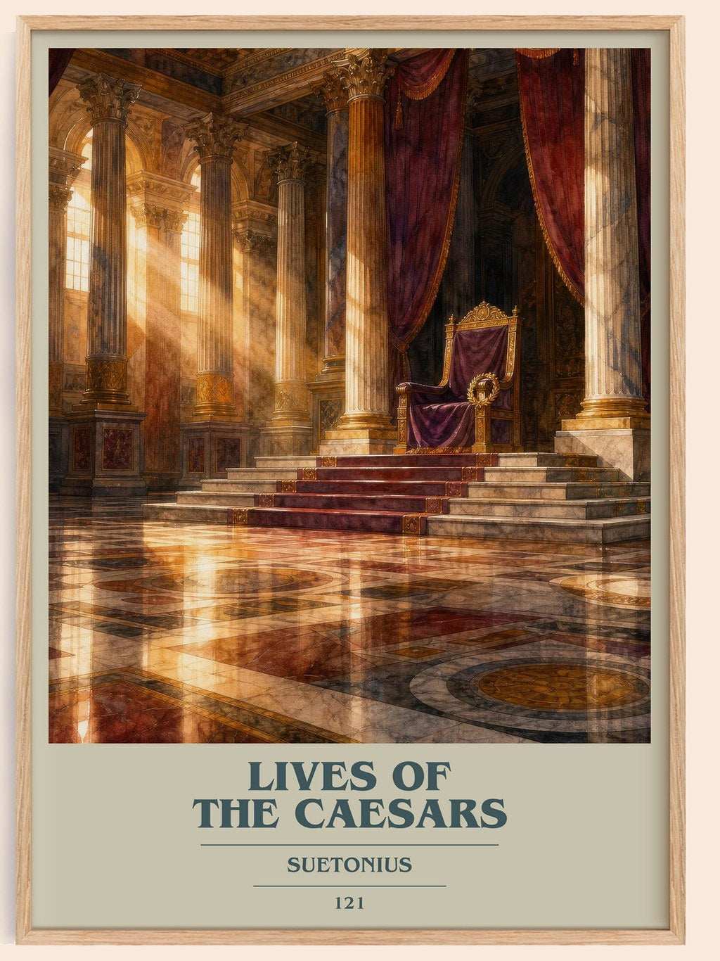 Lives of the Caesars book cover book poster by Suetonius – framed literary art print