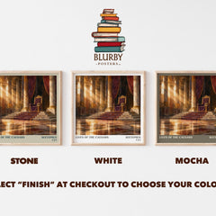 Lives of the Caesars literary print framed by window – Stone, White and Mocha square prints side by side – choose your colour