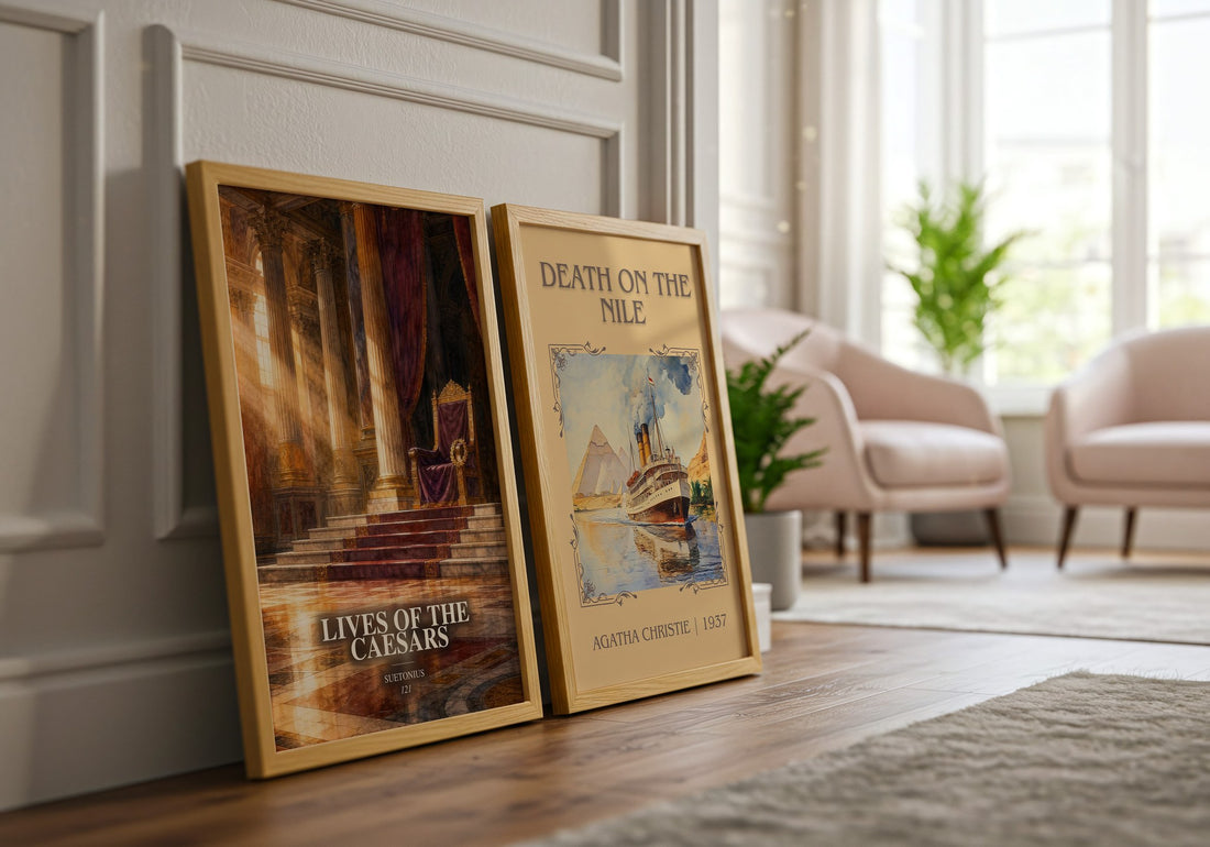 Lives of the Caesars watercolour print framed by window – literary home decor