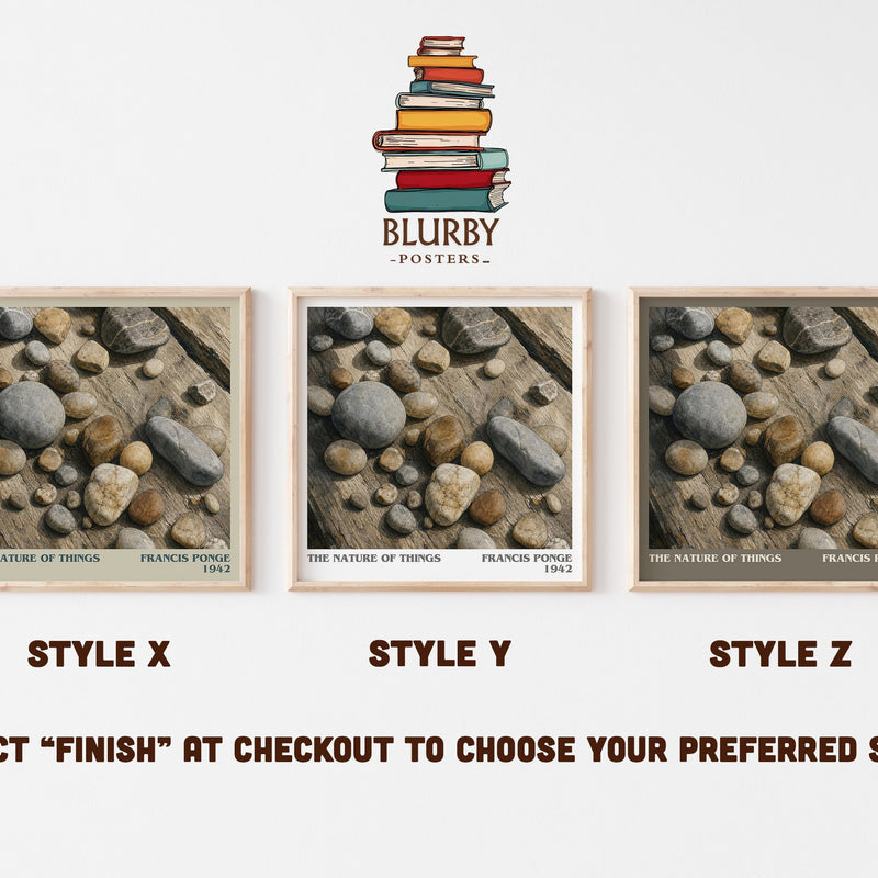 The Nature of Things literary print in frame leaning in hallway – poetry wall art