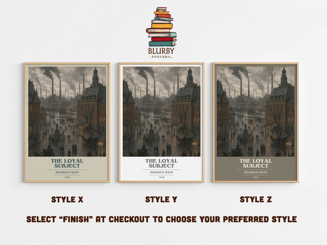 The Loyal Subject book cover print in frame leaning in hallway – satire wall art (mockup)