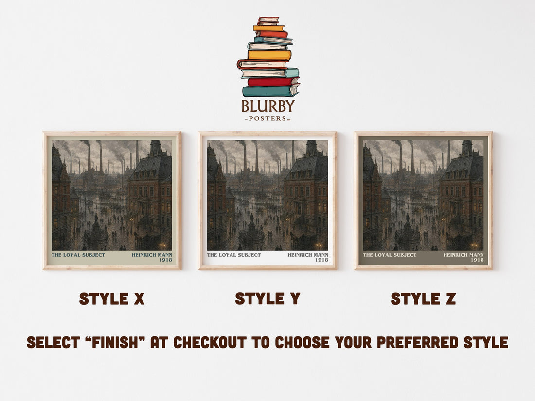 The Loyal Subject literary print in frame leaning in hallway – satire wall art (mockup)