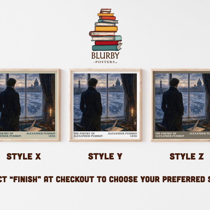 The Poetry of Alexander Pushkin literary print in frame leaning in hallway – poetry wall art