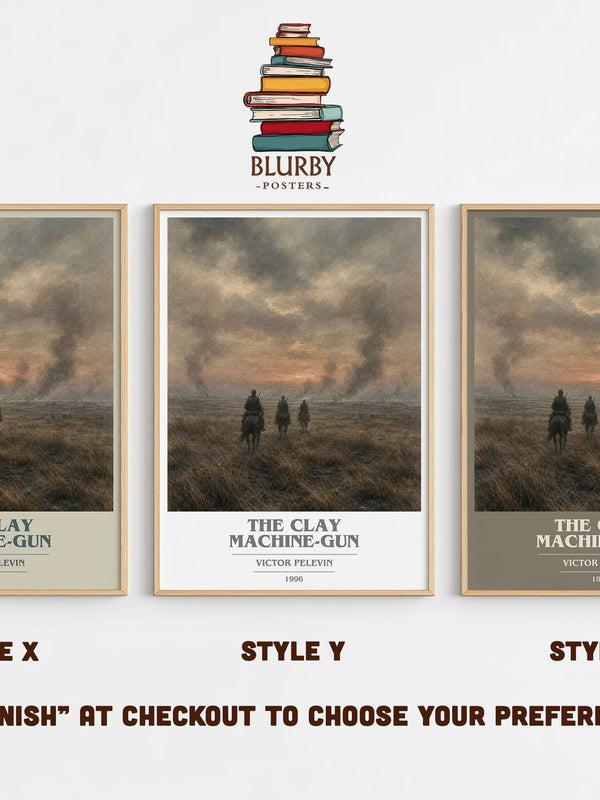 The Clay Machine-gun book cover print in frame leaning in hallway – literary fiction wall art