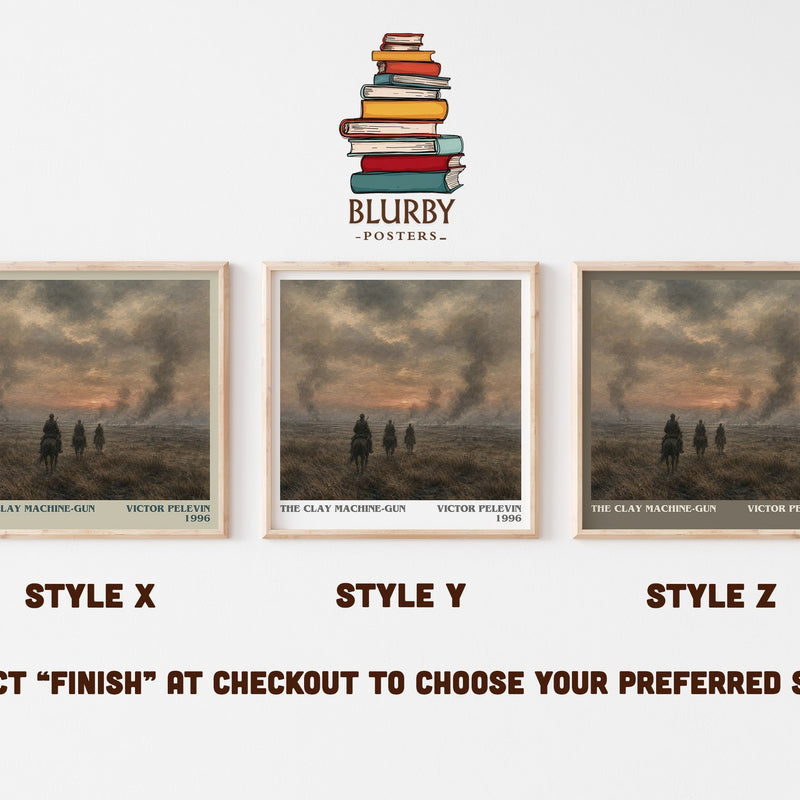 The Clay Machine-gun literary print in frame leaning in hallway – literary fiction wall art