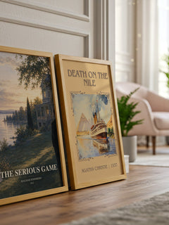 The Serious Game watercolour print framed by window – literary home decor