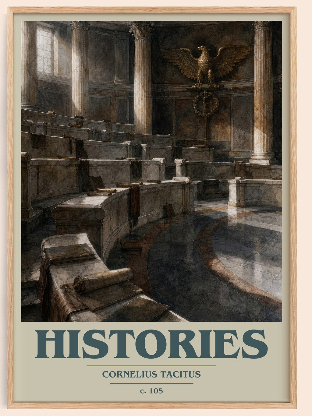 Histories book cover book poster by Cornelius Tacitus – framed literary art print