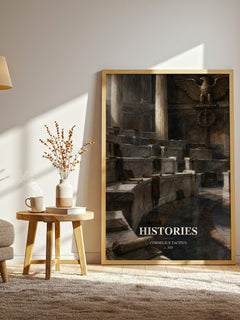 Histories watercolour print in frame leaning in hallway – non fiction wall art