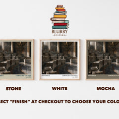 Histories literary print framed by window – Stone, White and Mocha square prints side by side – choose your colour