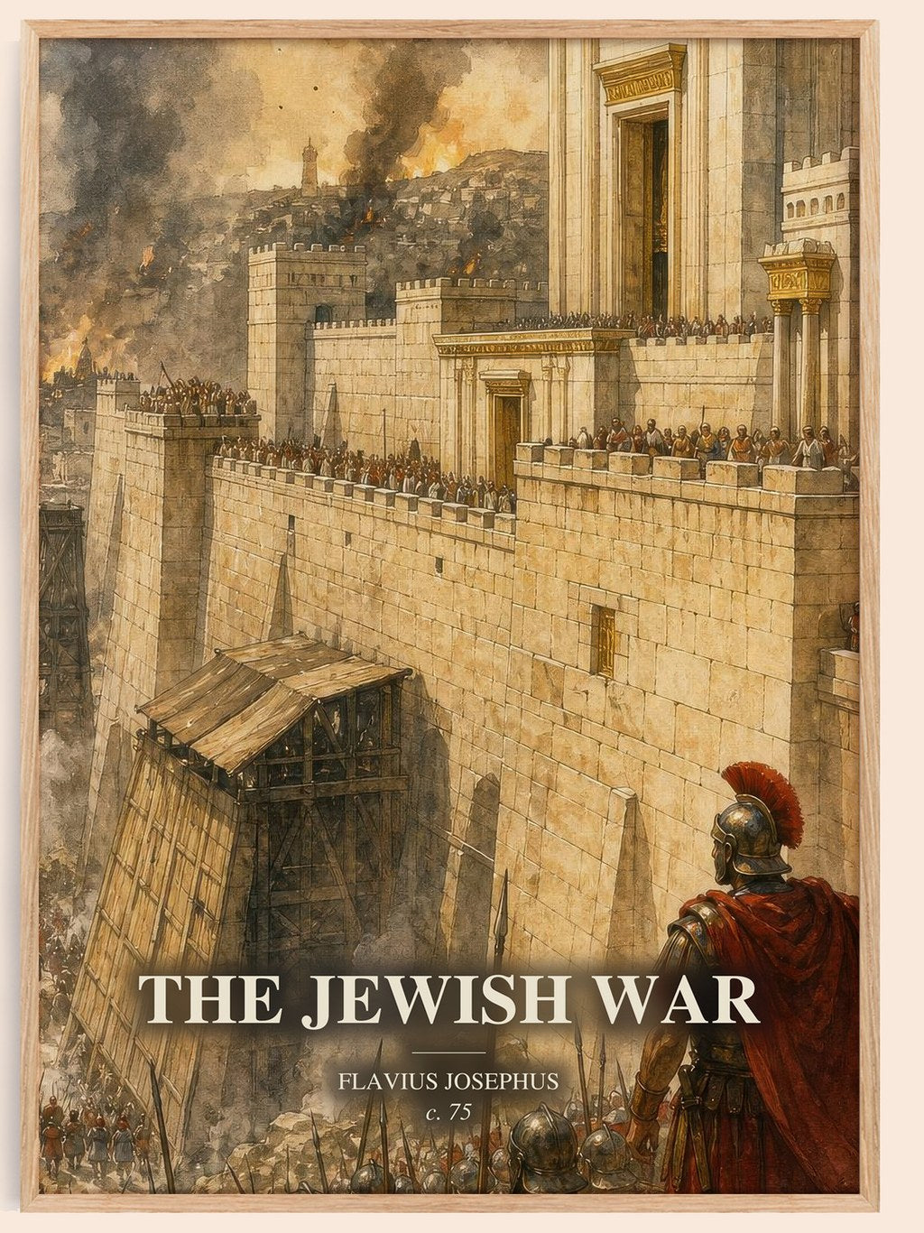 The Jewish War watercolour book poster by Flavius Josephus – framed literary art print