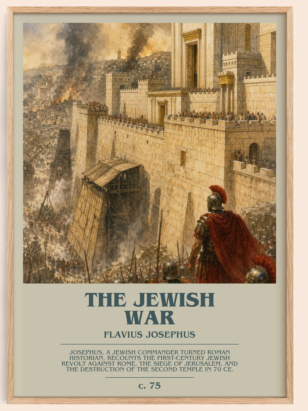 The Jewish War bookish book poster by Flavius Josephus – framed literary art print