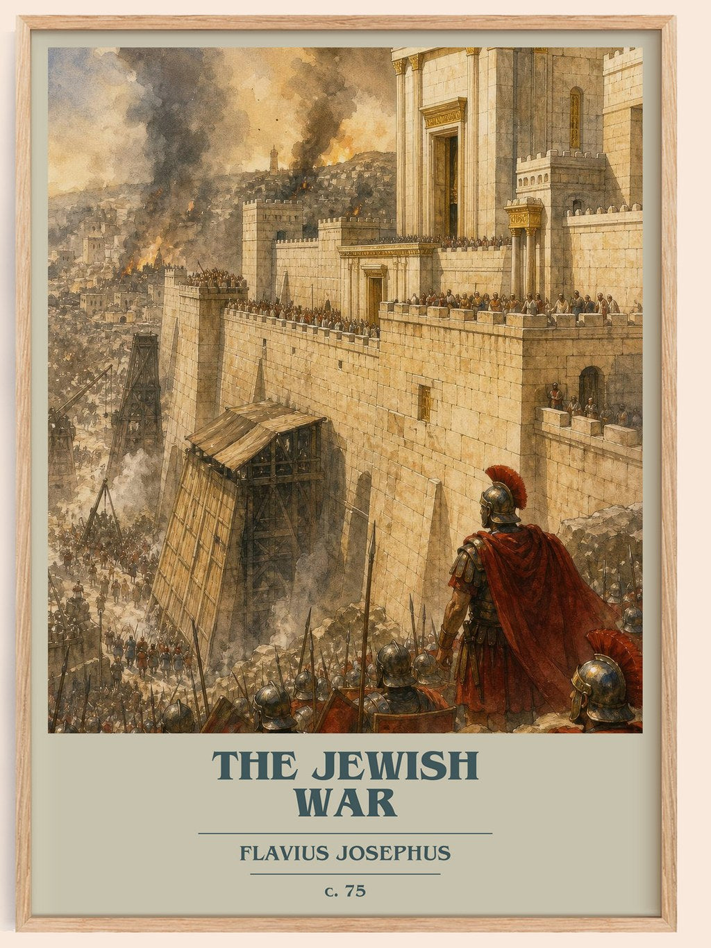The Jewish War book cover book poster by Flavius Josephus – framed literary art print