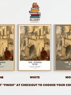 The Jewish War book cover print framed by window – Stone, White and Mocha side by side – choose your colour