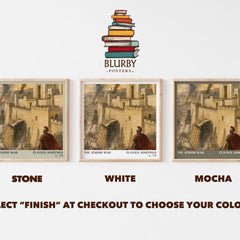 The Jewish War literary print framed by window – Stone, White and Mocha square prints side by side – choose your colour