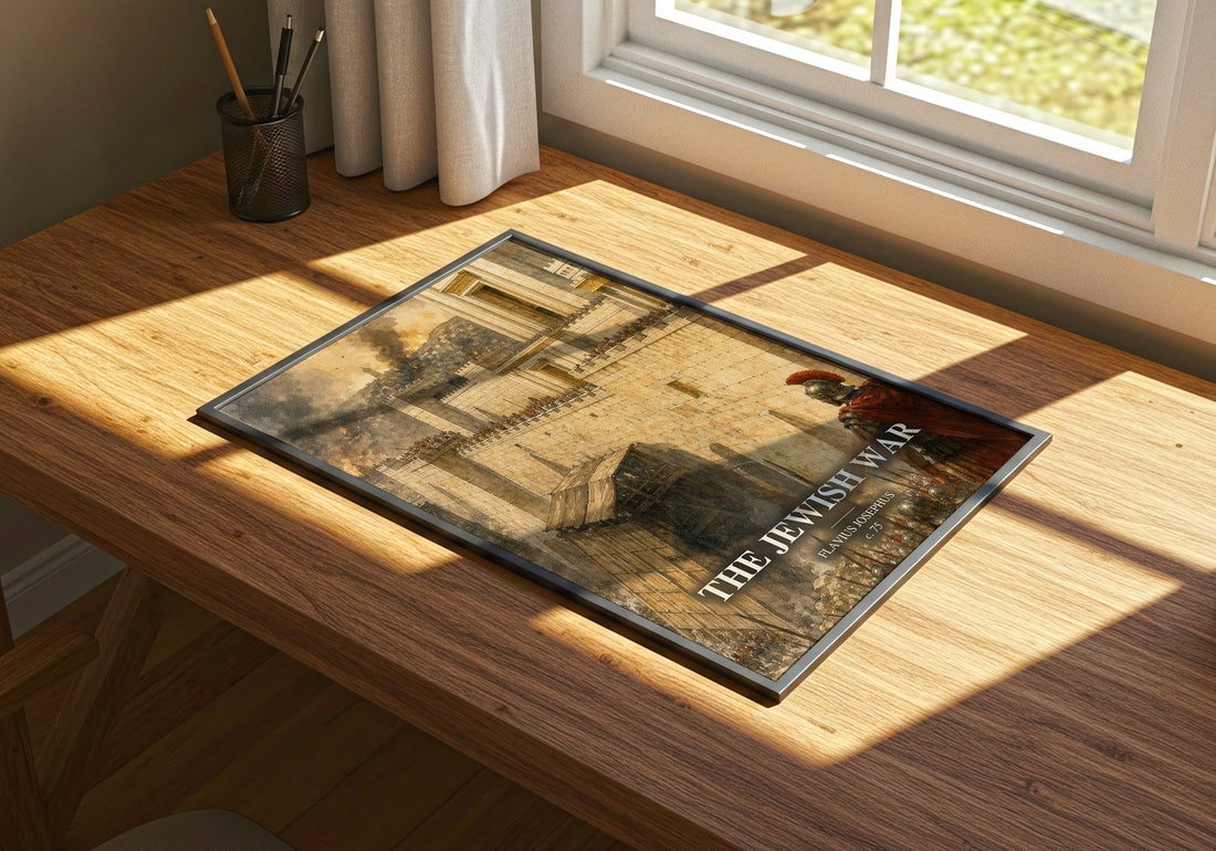 The Jewish War watercolour book poster framed on wall – non fiction wall art