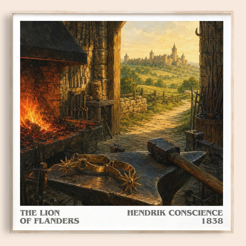 The Lion of Flanders literary book poster by Hendrik Conscience – framed literary art print