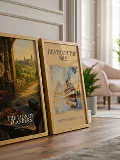 The Lion of Flanders watercolour print framed by window – literary home decor