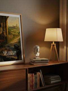 The Lion of Flanders watercolour print on bookshelf – Hendrik Conscience fan gift