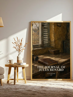 The Journal of Jules Renard watercolour print in frame leaning in hallway – memoir wall art