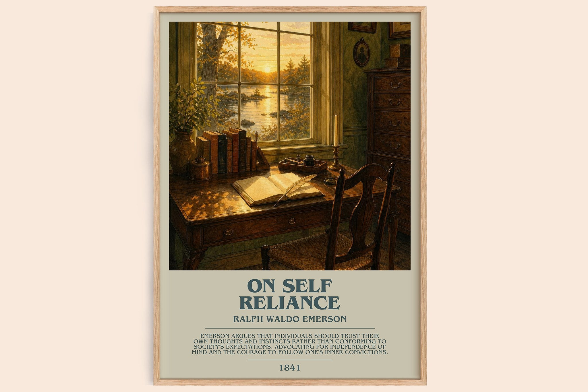 On Self Reliance Bookish Wall Art by Ralph Waldo Emerson