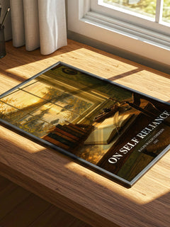 On Self Reliance watercolour book poster framed on wall – philosophy wall art