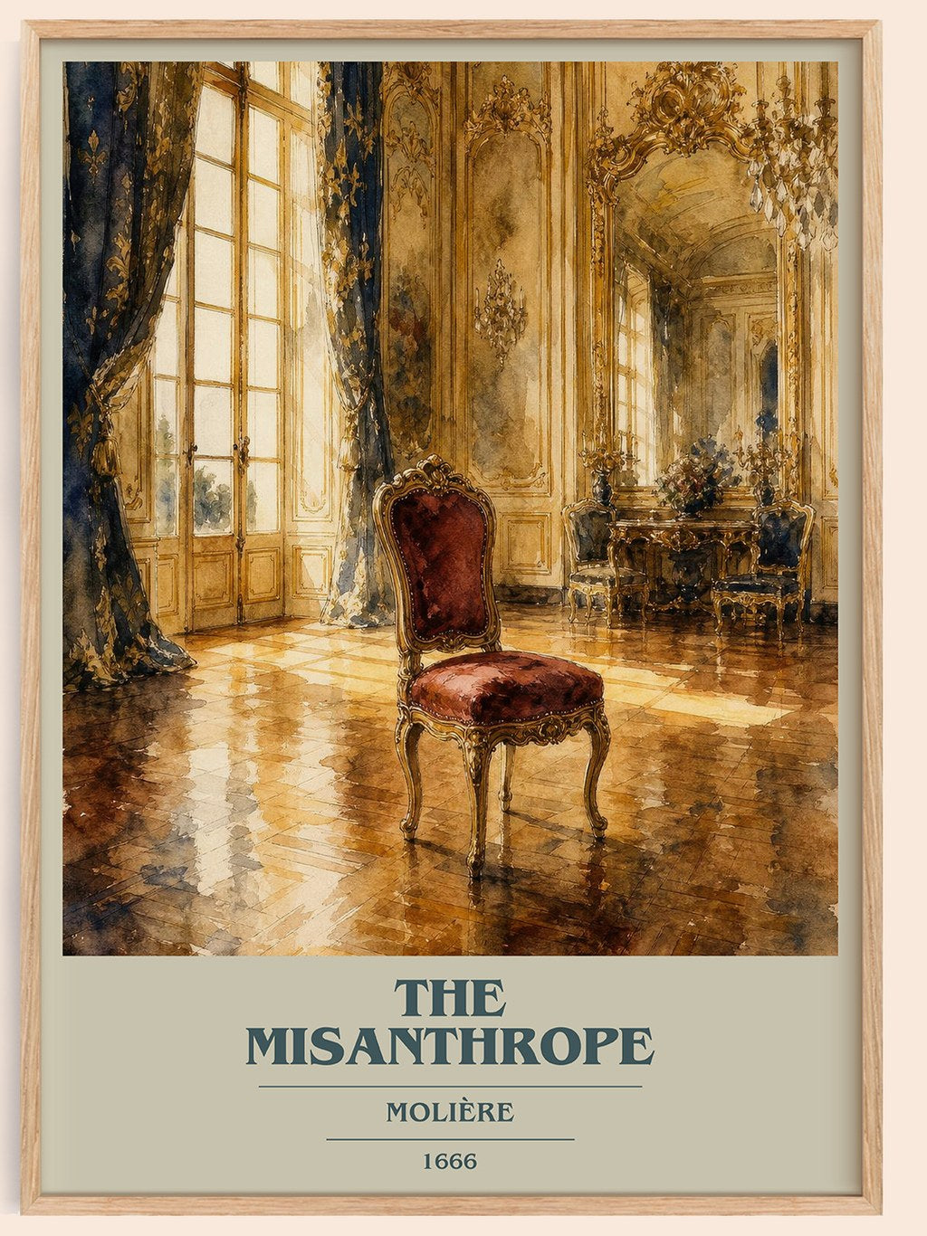 The Misanthrope book cover book poster by Molière – framed literary art print
