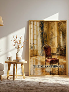 The Misanthrope watercolour print in frame leaning in hallway – classic literature wall art