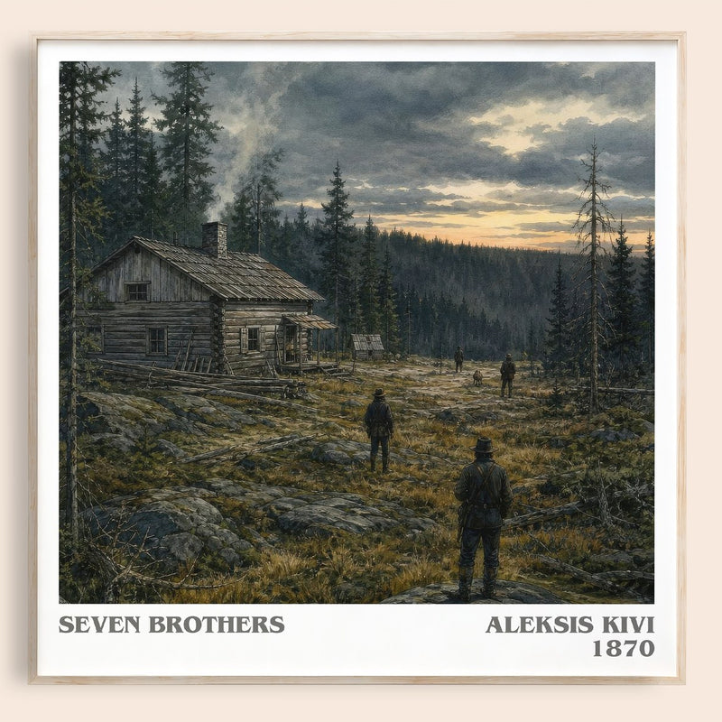 Seven Brothers literary book poster by Aleksis Kivi – framed literary art print