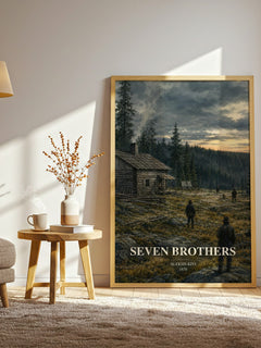 Seven Brothers watercolour print in frame leaning in hallway – classic literature wall art