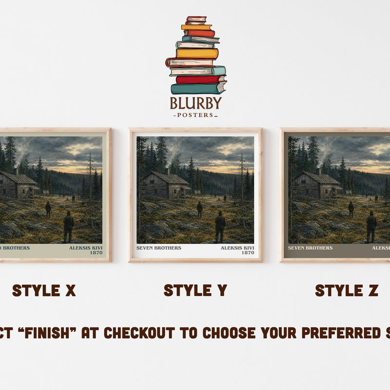 Seven Brothers literary print in frame leaning in hallway – classic literature wall art