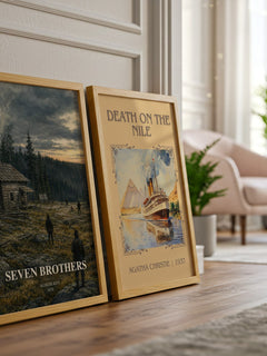Seven Brothers watercolour print framed by window – literary home decor