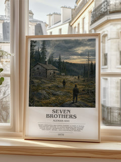 Seven Brothers Bookish Wall Art by Aleksis Kivi – framed print by a bright window