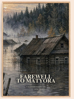 Farewell To Matyora watercolour book poster by Valentin Rasputin – framed literary art print