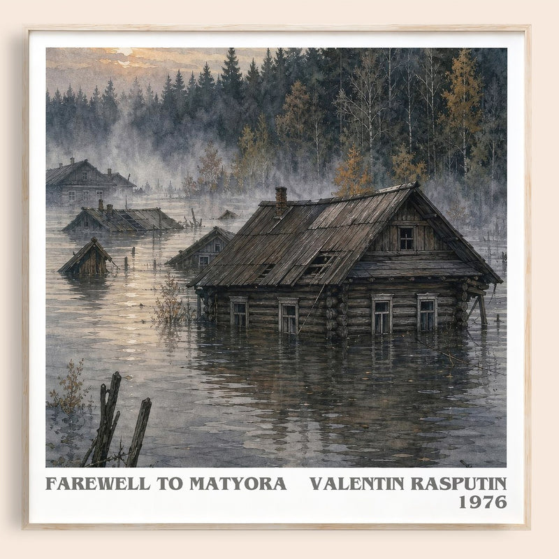 Farewell To Matyora literary book poster by Valentin Rasputin – framed literary art print