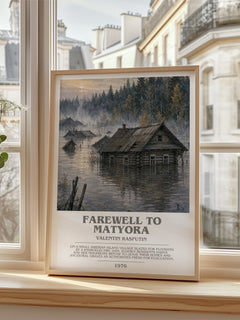 Farewell To Matyora Bookish Wall Art by Valentin Rasputin – framed print by a bright window