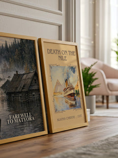 Farewell To Matyora watercolour print framed by window – literary home decor