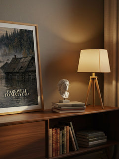 Farewell To Matyora watercolour print on bookshelf – Valentin Rasputin fan gift