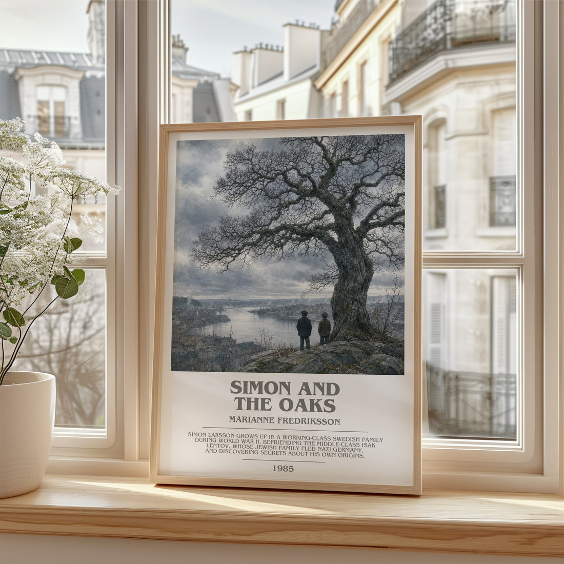 Simon and the Oaks Bookish Wall Art by Marianne Fredriksson – framed print by a bright window