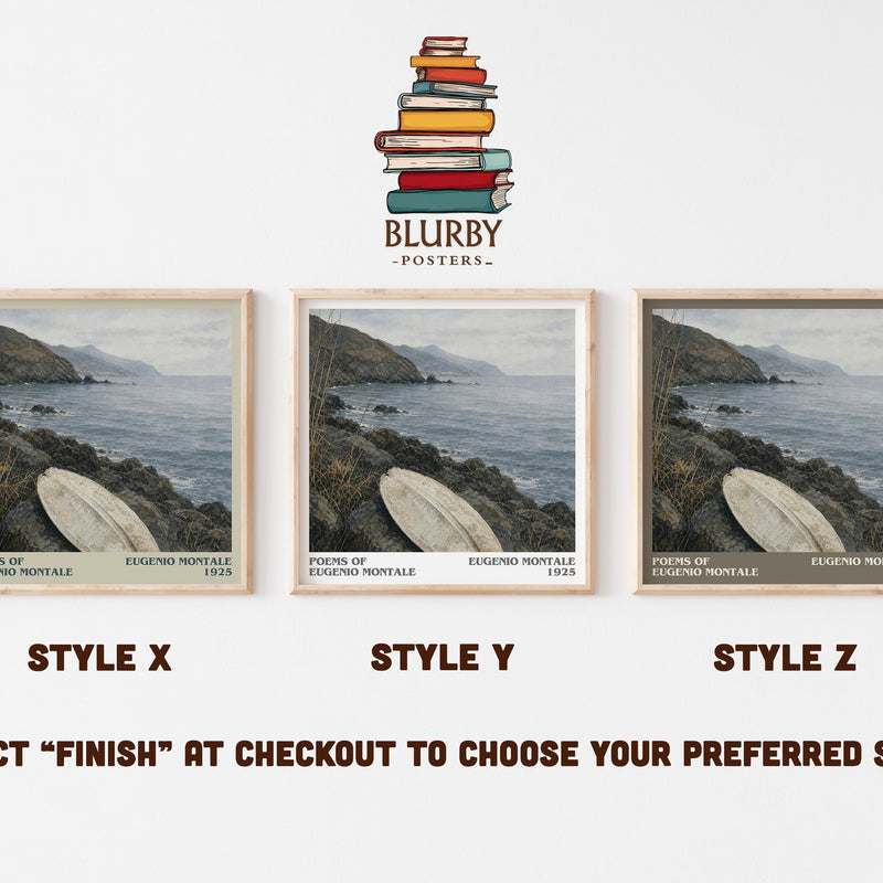 Poems of Eugenio Montale literary print in frame leaning in hallway – poetry wall art