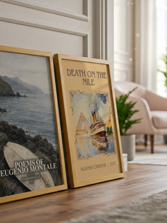 Poems of Eugenio Montale watercolour print framed by window – literary home decor
