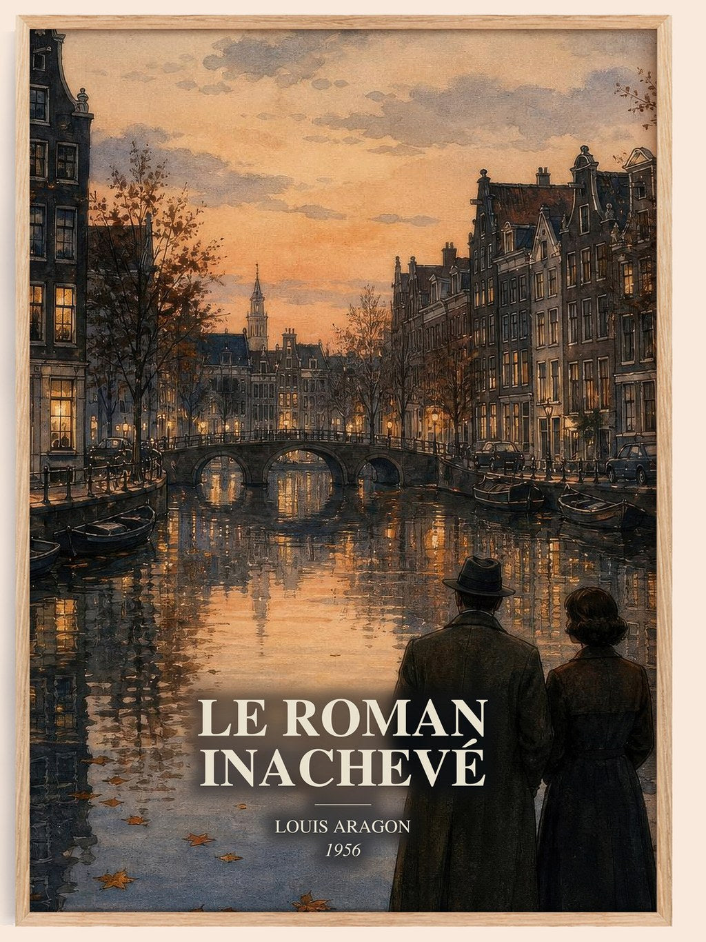 Le Roman Inachevé watercolour book poster by Louis Aragon – framed literary art print
