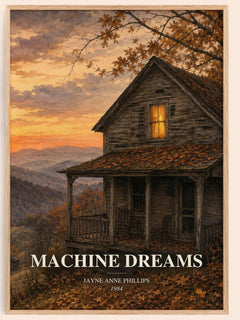 Machine Dreams watercolour book poster by Jayne Anne Phillips – framed literary art print