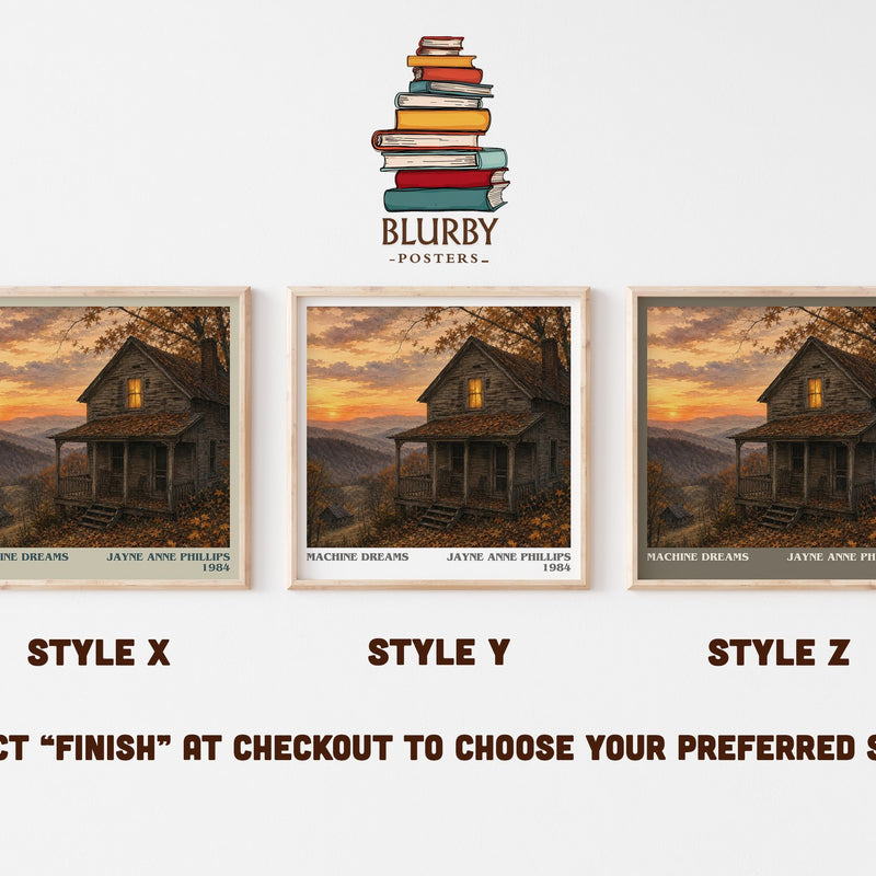 Machine Dreams literary print in frame leaning in hallway – literary fiction wall art