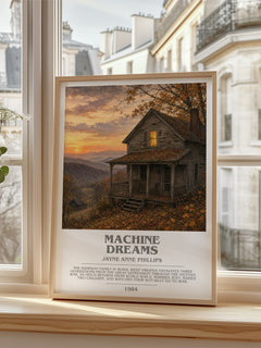 Machine Dreams Bookish Wall Art by Jayne Anne Phillips – framed print by a bright window