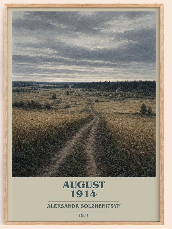 August 1914 book cover book poster by Aleksandr Solzhenitsyn – framed literary art print