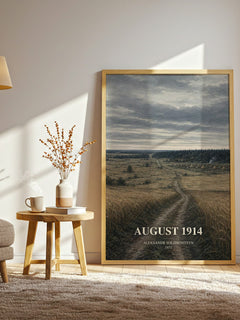 August 1914 watercolour print in frame leaning in hallway – historical fiction wall art