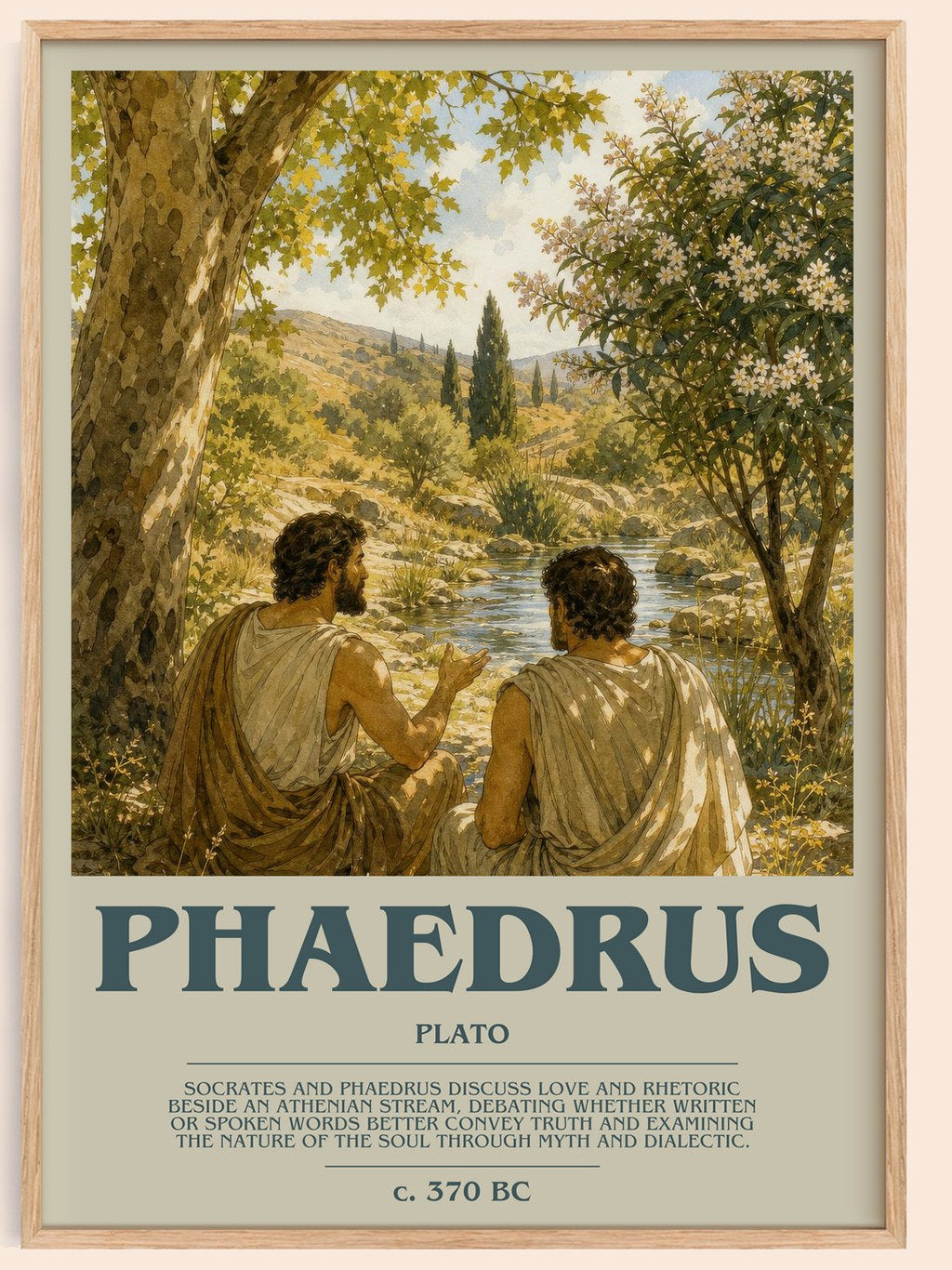 Phaedrus bookish book poster by Plato – framed literary art print